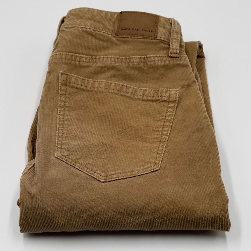 American Eagle Mom Straight Jean Womens 2 Tan Corduroy Excellent Stretch Boho